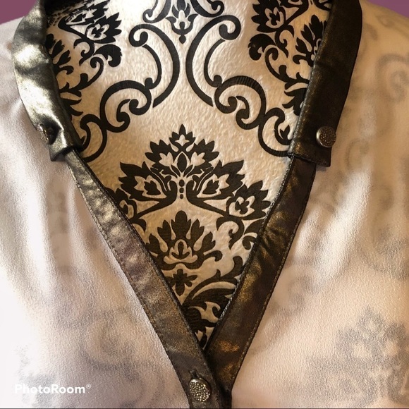 DAYTRIP sheer ombré bronze off white top - Picture 2 of 9